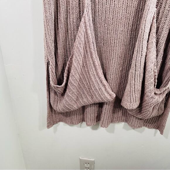Free People Mauve Taupe Knit Open Front Sweater Shrug Vest Small Cotton Linen - Picture 4 of 11